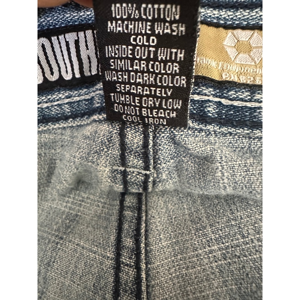 Southpole Mens Baggy Denim Shorts Light Wash Blue Y2K Streetwear Size 36 - Picture 8 of 10